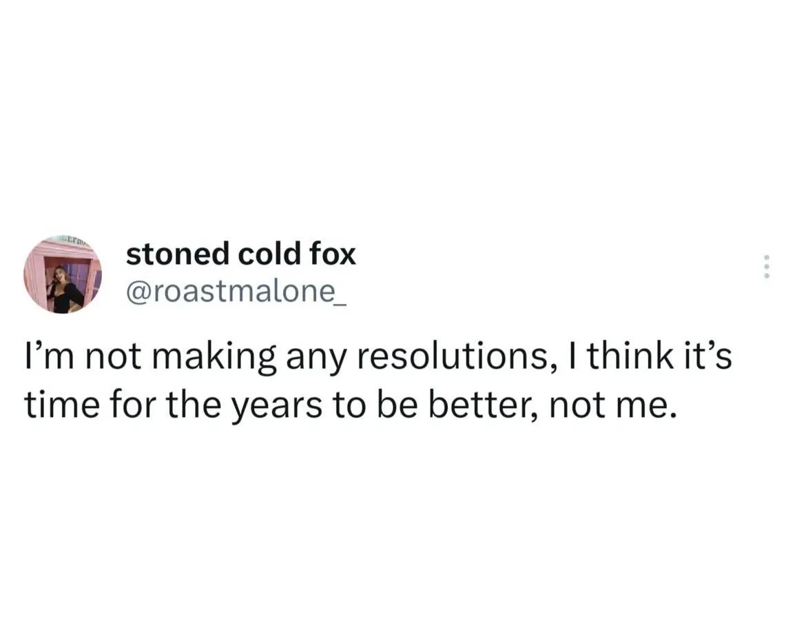 Twitter post about new year&#x27;s resolutions