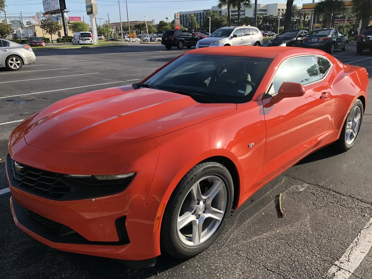 A violently orange sports car