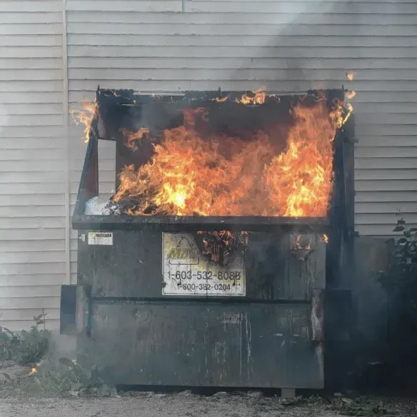 A dumpster on fire