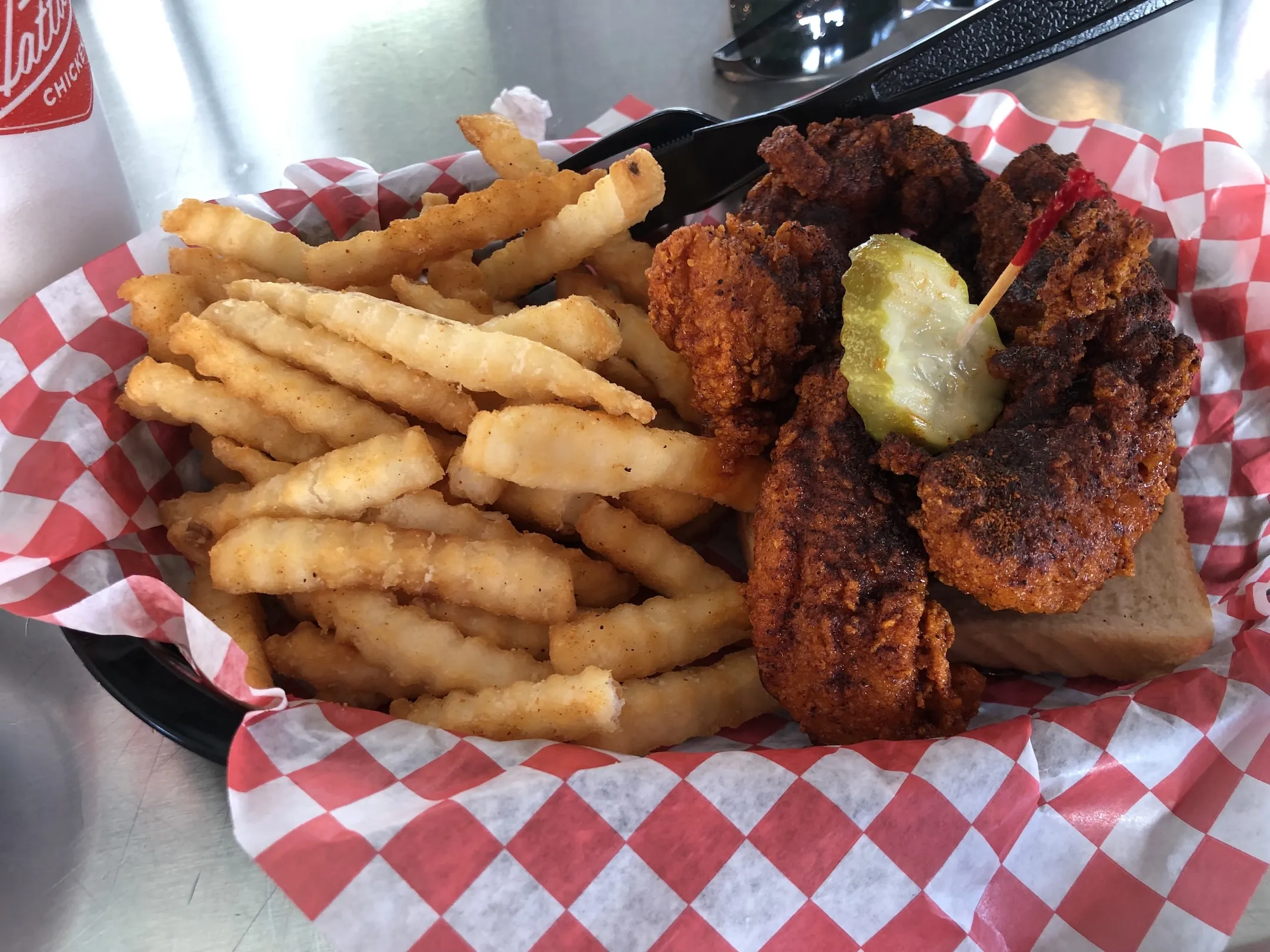 A piece of Nashville hot chicken