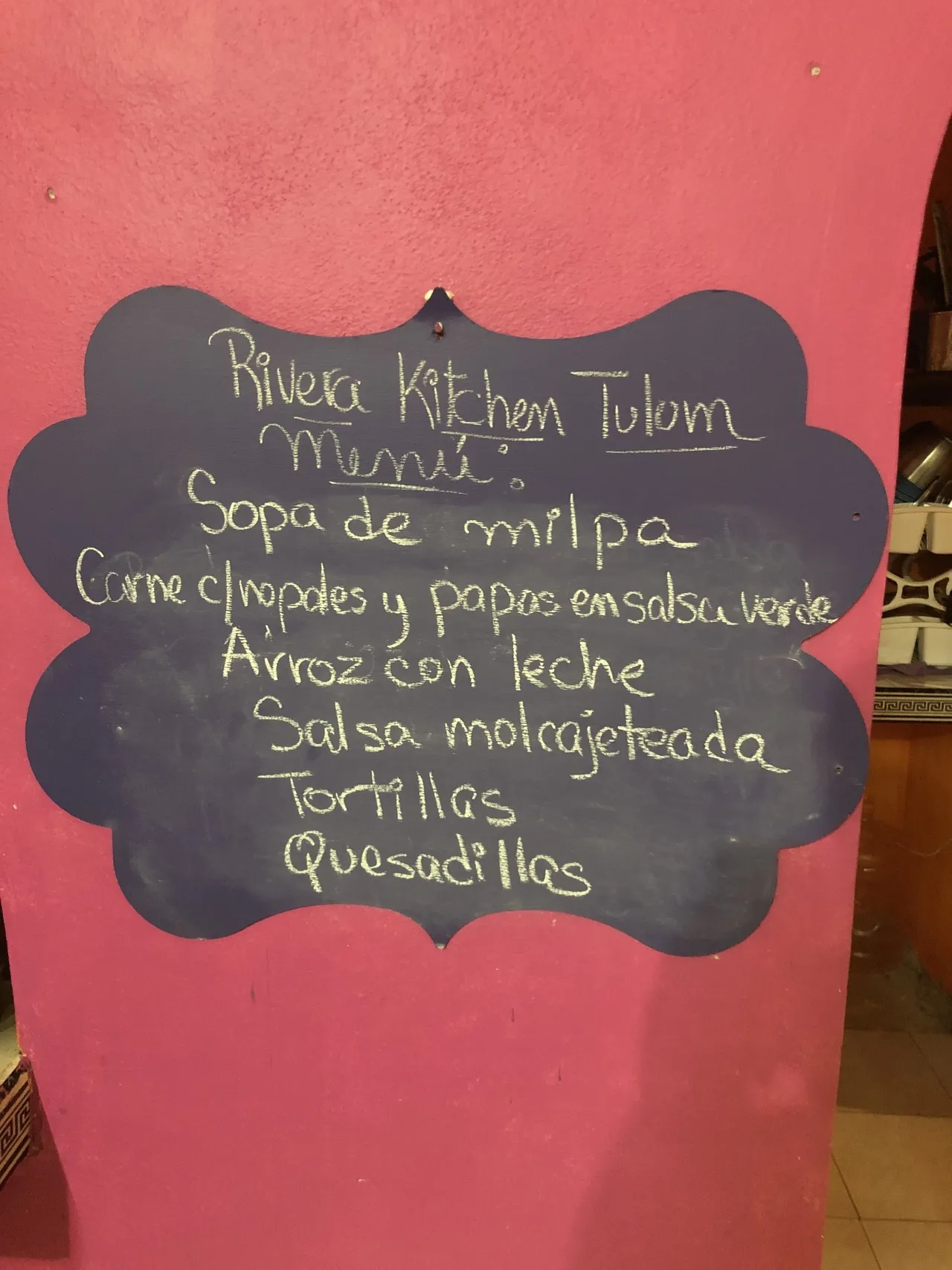 A chalk-written menu