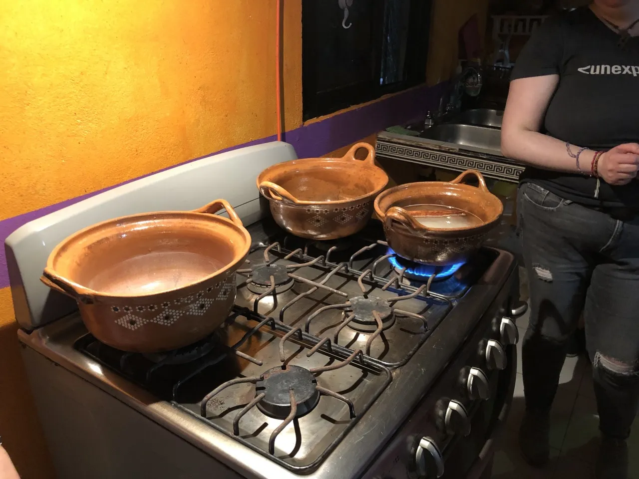 Pots on a stove